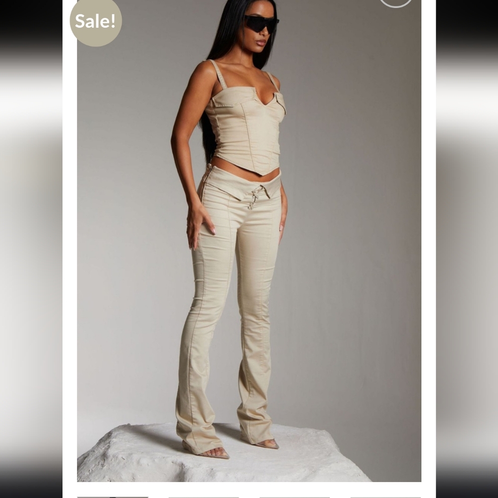 Murci Fit & Flare Trousers Cream Leather Pants
